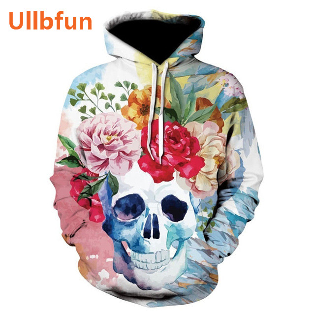 Ullbfun Sweatshirt 3D Skull Printed Pullovers Hoodies (4)